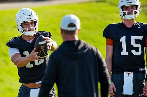 Arch Manning during his first practice of the spring season - Source: Imagn