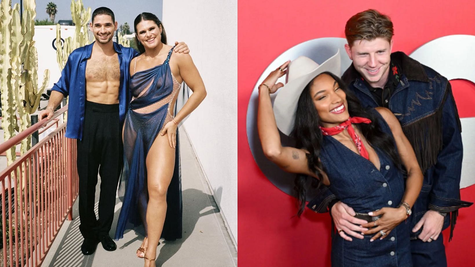 Alan Bersten teams up with Hunter Woodhall and Tara Davis-Woodhall (Image Source: L - @ilonamaher on Instagram, R - Getty)
