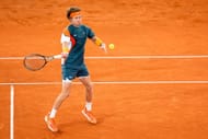 Rublev plays a forehand in the Hamburg European Open 2025 - Source: Getty