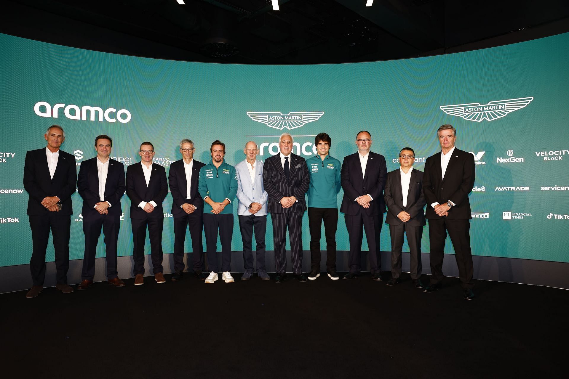 Aston Martin presents new techincal partner, Adrian Newey, at a press conference in Aston Martin Headquarters. Source: Getty