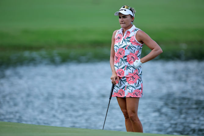 Semi-retired Lexi Thompson takes her furry friend on the golf course for a ‘windy day’