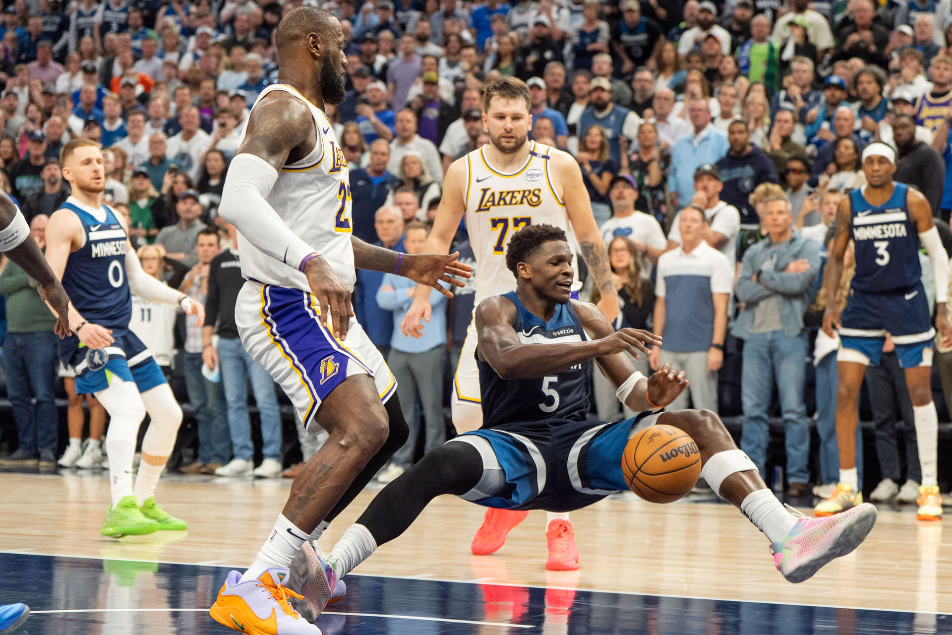 LeBron James wants to know where the camera came from in the review of his foul on Anthony Edwards (Image Source: IMAGN)