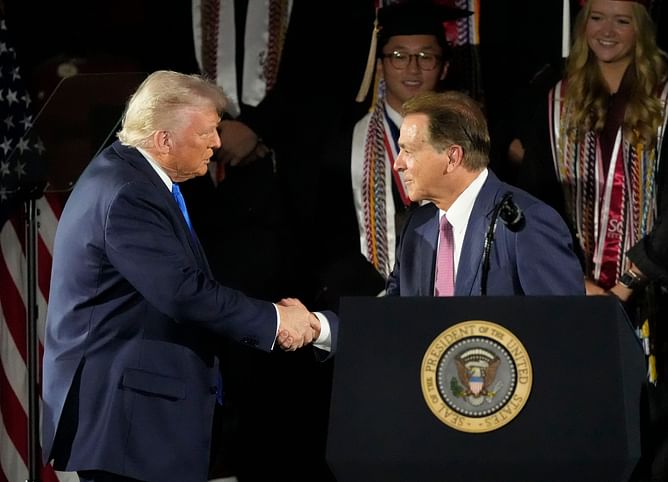 "Let's bring him back": POTUS Donald Trump makes humorous appeal to unretire Nick Saban while giving Kalen DeBoer his flowers