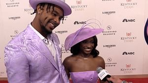In Photos: Jonathan Owens and Simone Biles turn heads at Kentucky Derby in chic matching lavender outfits