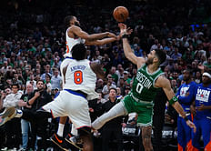 "Accepting Mikal Bridges apology forms" - Fans go berserk as Knicks forward makes clutch stop on Jayson Tatum days after clamping Jaylen Brown