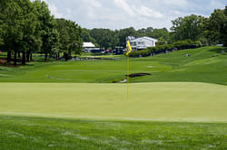 Why is play suspended at Round 3 of the PGA Championship 2025?