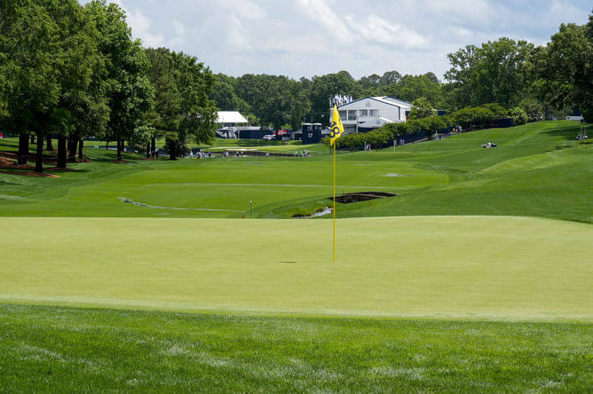 Why is play suspended at Round 3 of the PGA Championship 2025?