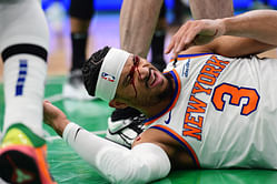 Josh Hart left covered in blood after Luke Kornet smashes him in face with elbow