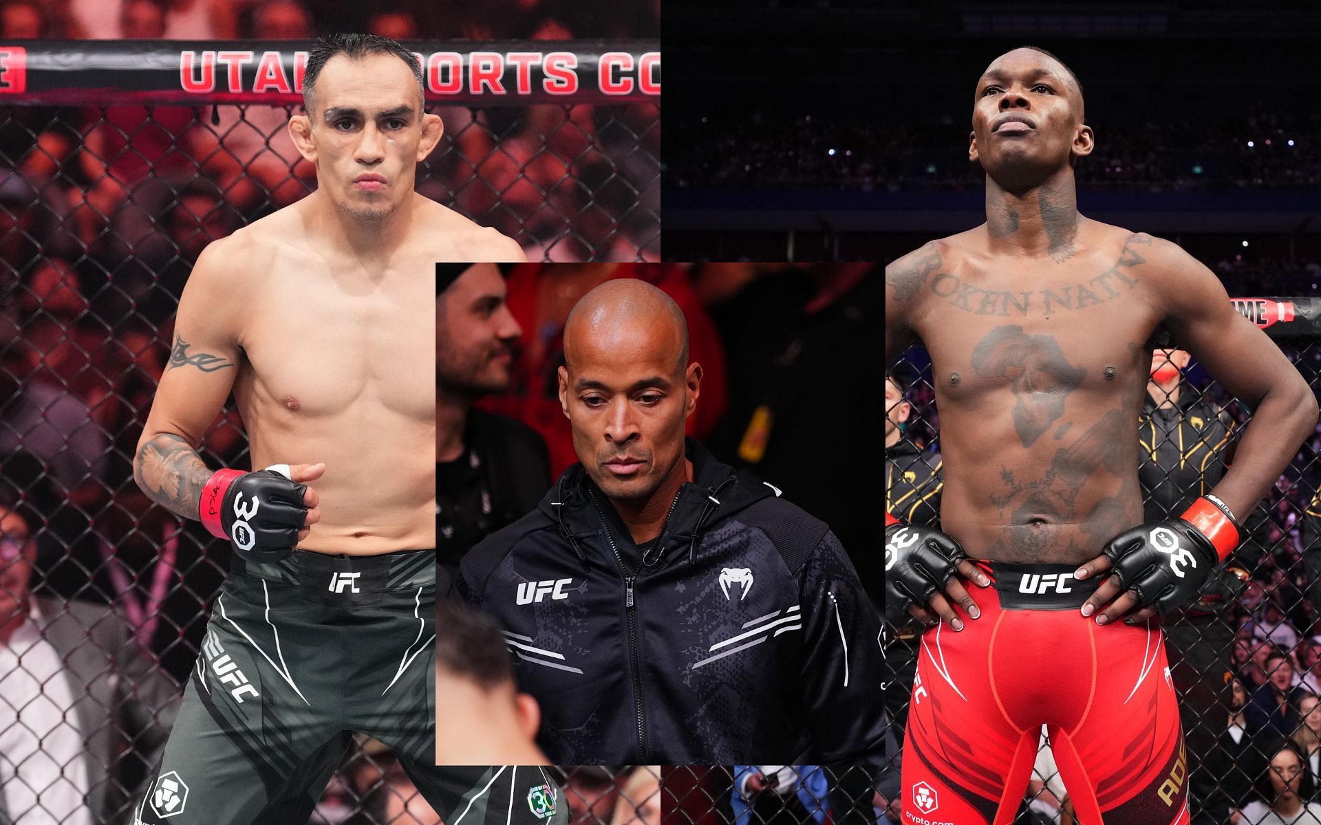 Tony Ferguson reacts to David Goggins training Israel Adesanya. [Images courtesy: Getty]