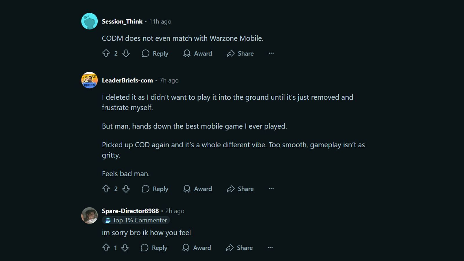 More comments from the community (Image via Reddit || r/WarzoneMobile)
