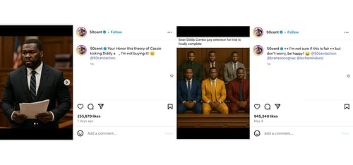 50 Cent's posts (Image via Instagram/ @50cent)