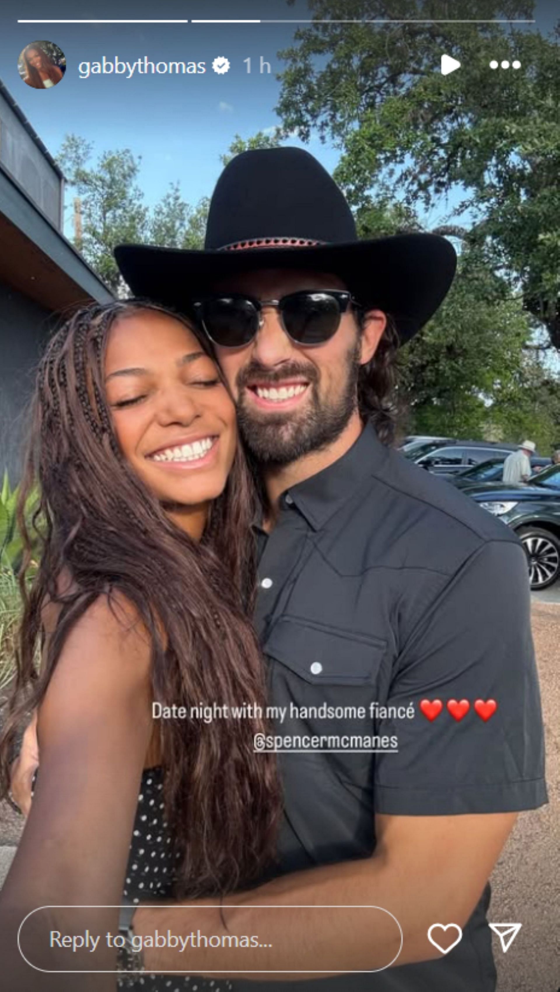 Gabby Thomas shares a selfie with her fianc&eacute; on a date; Instagram - @gabbythomas