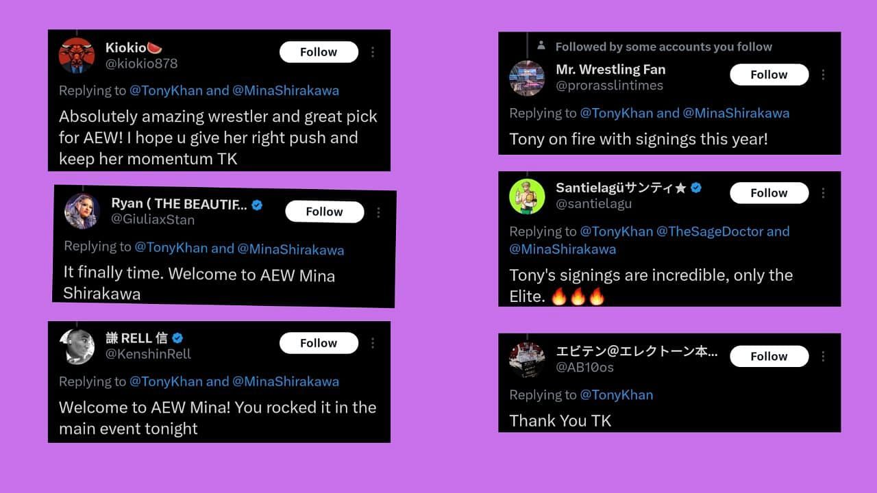 Fans react to Mina Shirakawa&#039;s All Elite graphic