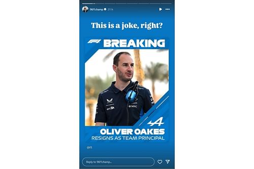 Damon Hill reacts to Alpine's team principal resigning (@96f1champ on Instagram)