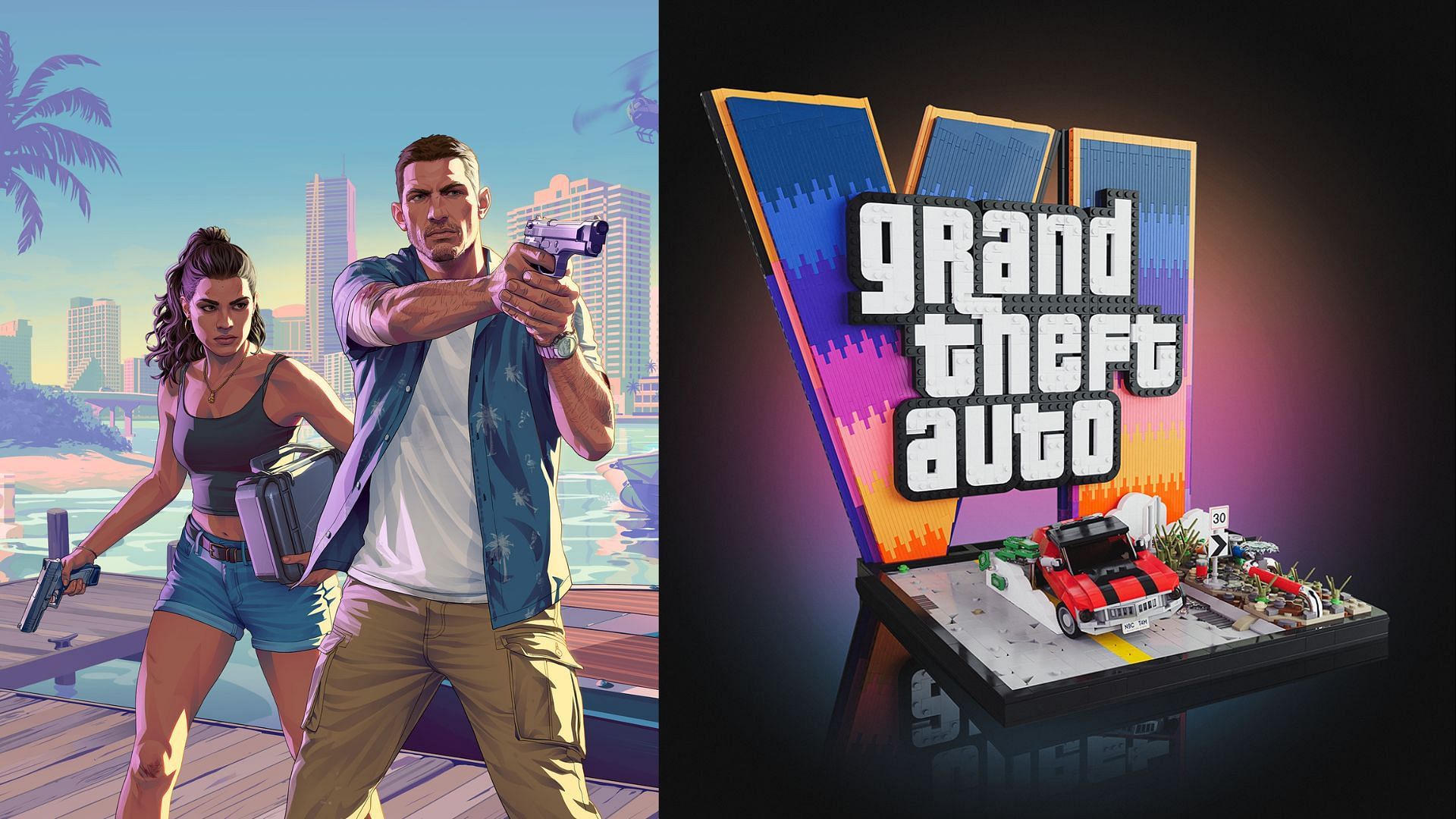Redditor shows off a GTA 6-themed Lego MOC (Images via Rockstar Games || Reddit: u/Messypandas)