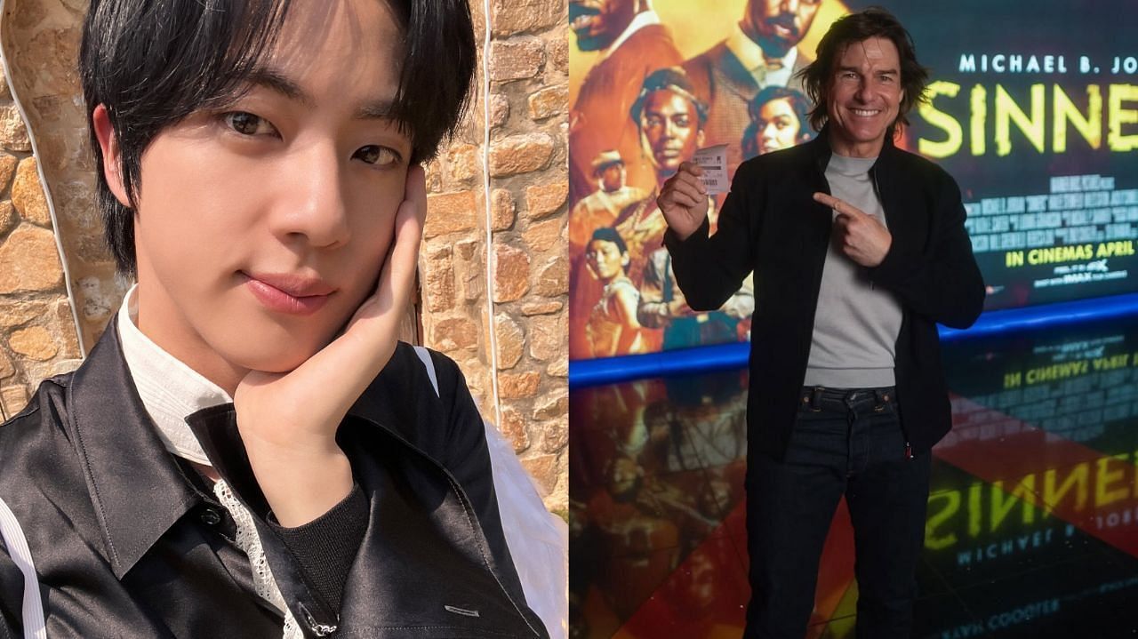 Featuring Jin and Tom Cruise (Image via @bts_bighit and @tomcruise/Instagram)