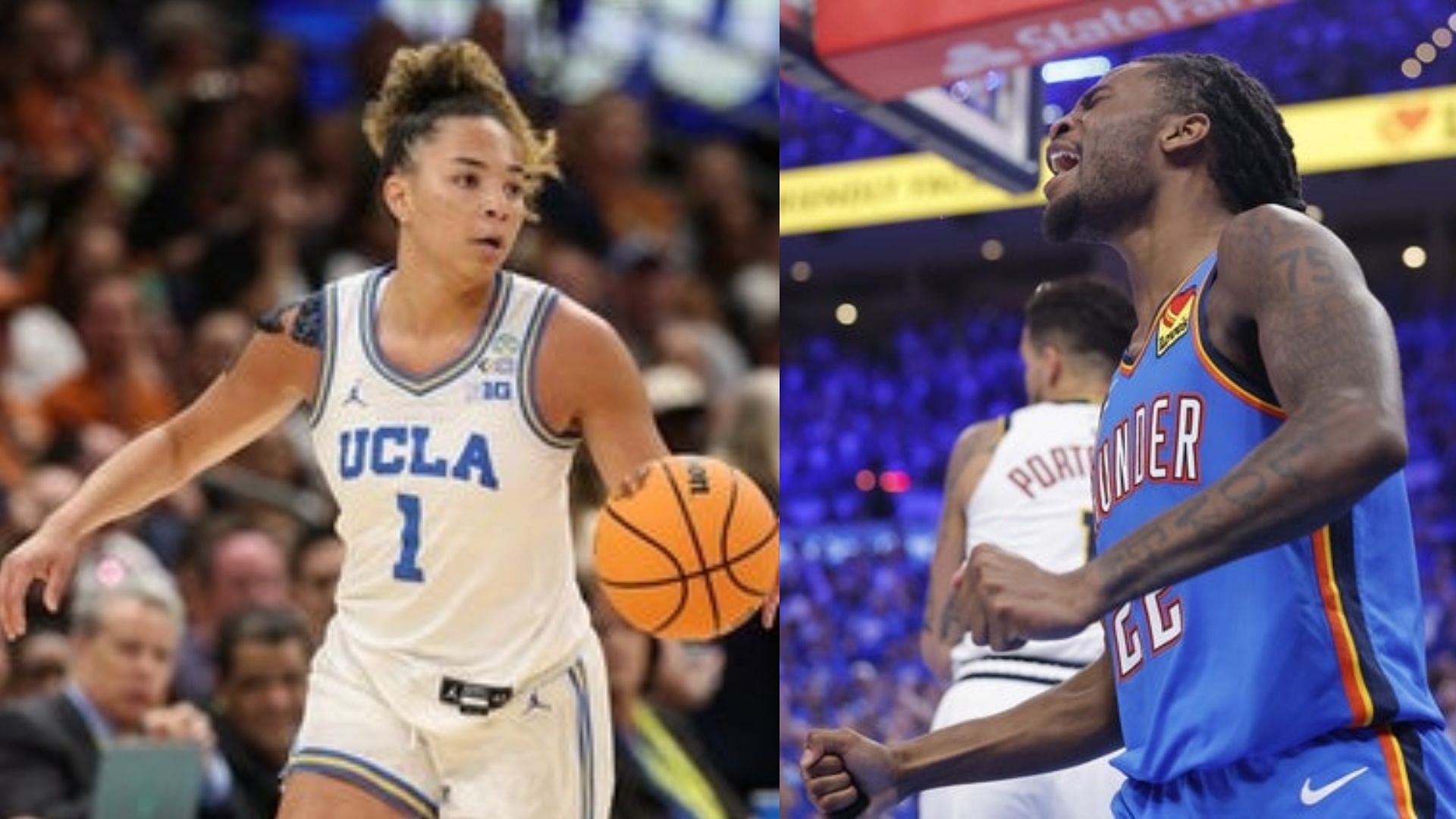 UCLA guard Kiki Rice (left) and Oklahoma City Thunder guard Cason Wallace (right) (Image Source: IMAGN)