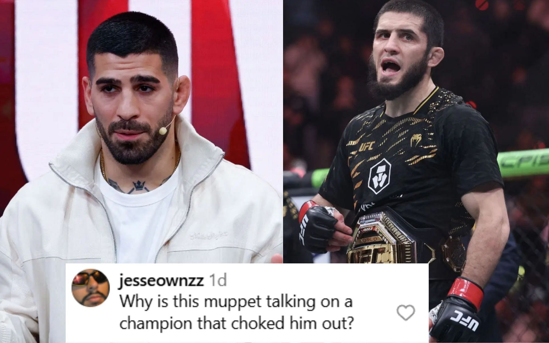 Fans react with confusion as Renato Moicano backs Ilia Topuria (left) to beat Islam Makhachev (right)despite past loss: [Image courtesy: Getty Images]
