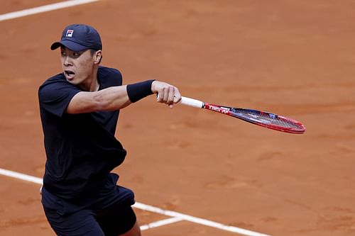 Nakashima in action at the 2025 Madrid Open (Source: Getty)