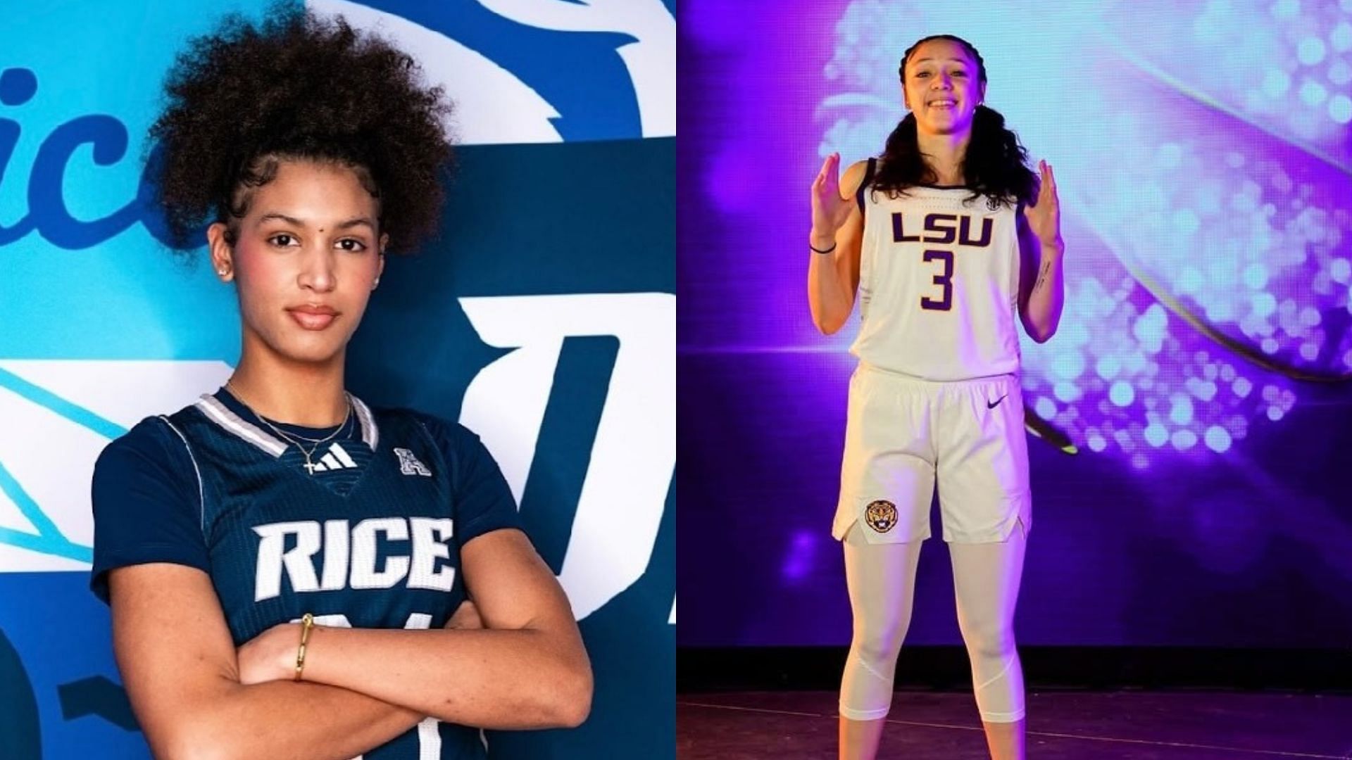 Madison Carlton and LSU commit Bella Hines. (Images via Instagram @madi_breeze and @bellahines.3)