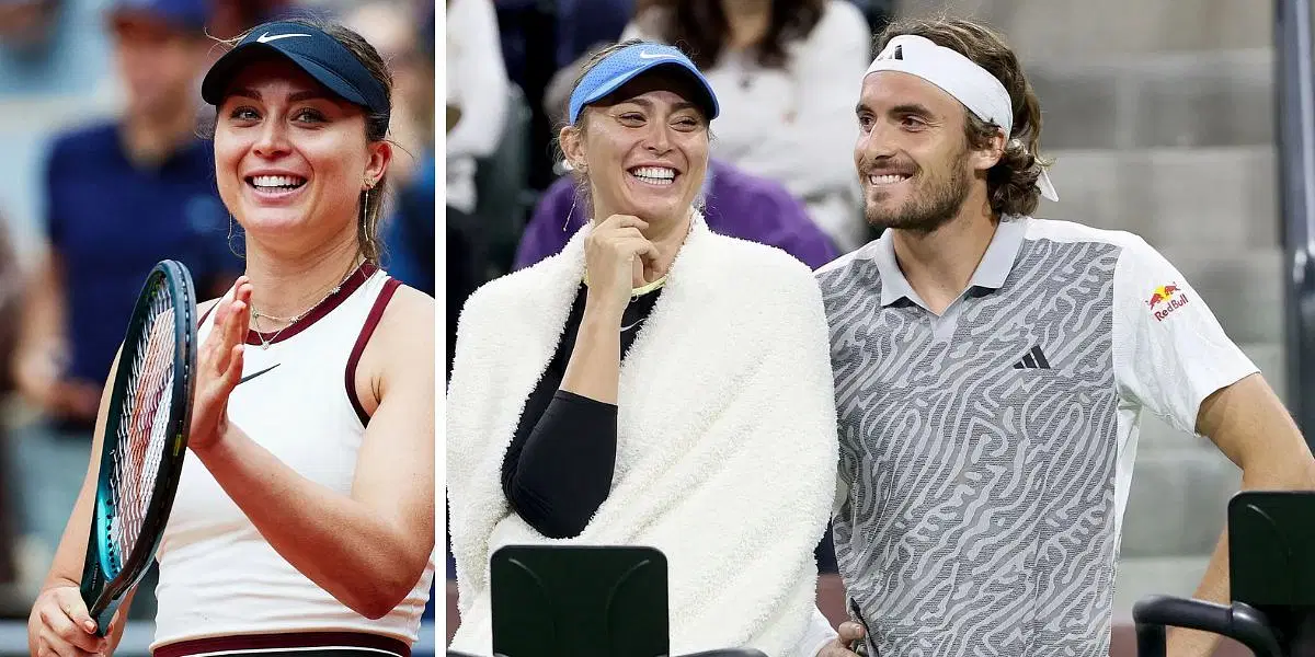 Paula Badosa (left), Paula Badosa and Stefanos Tsitsipas (right), Sources: Getty