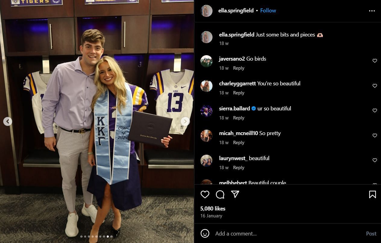 Garrett Nussmeier and Ella Springfield (Image credit: IG/@ella.springfield)