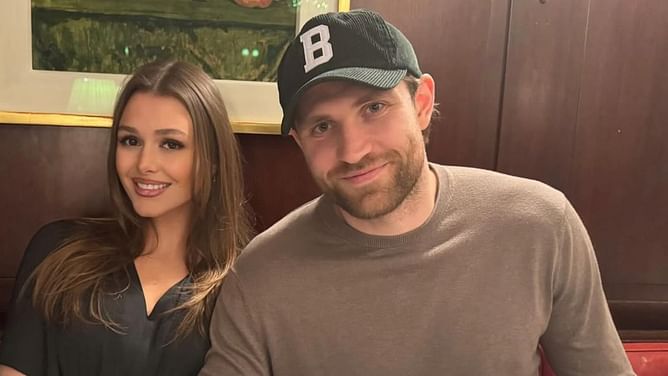 Leon Draisaitl's fiancee Celeste drops adorable picture of Oilers star relaxing alongside pet cavapoo Bowie