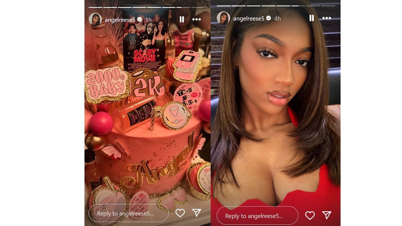Angel Reese shares on Instagram stories of her pre-birthday celebration on Friday. [photo: @angelreese5/IG]