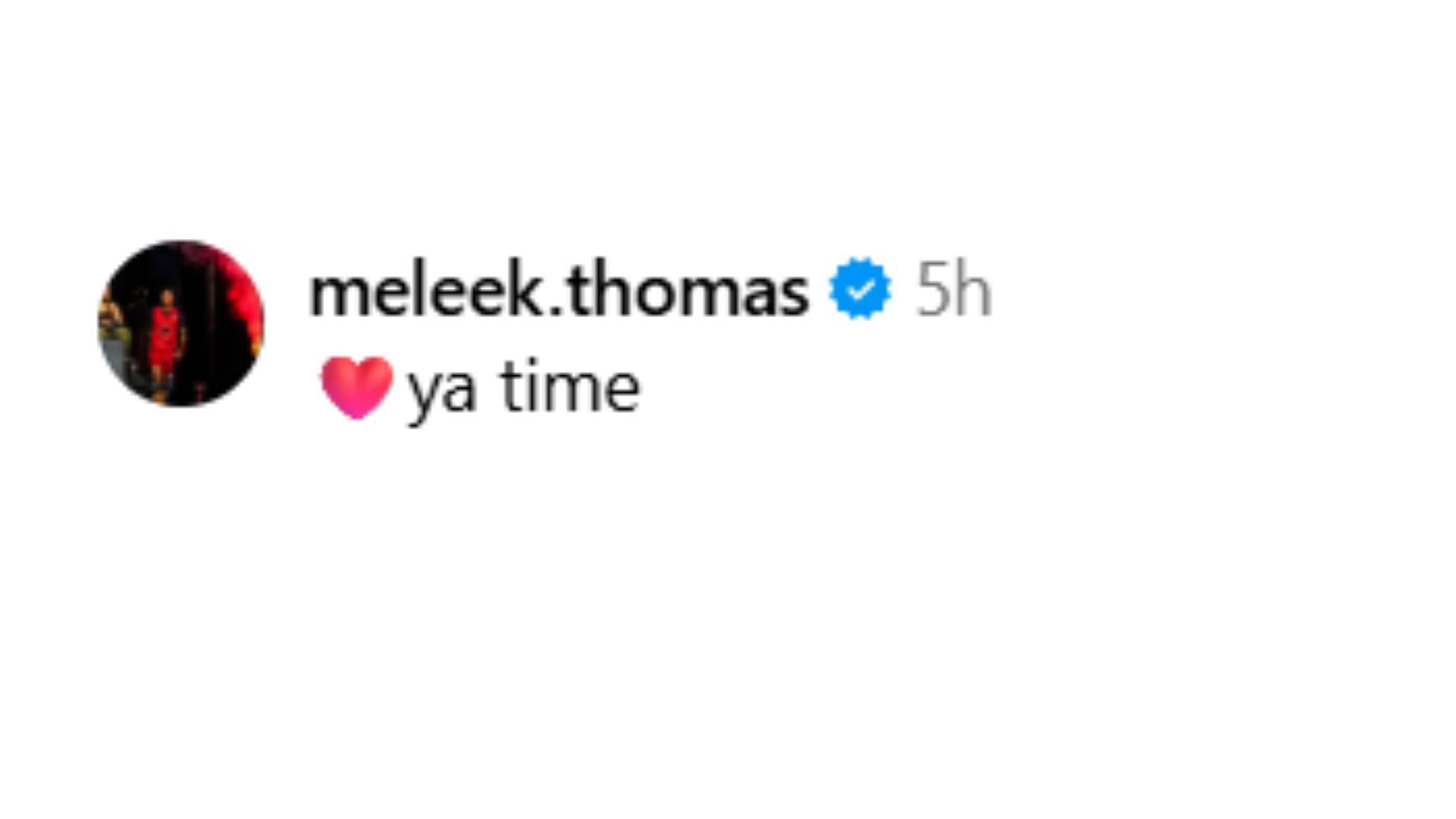 Meleek Thomas&#039; reaction to Casmir Chavis&#039; post on Instagram (Image Source: IMAGN)