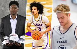 Liam McNeeley, Rob Wright, Derik Queen react as Curtis Givens III announces commitment