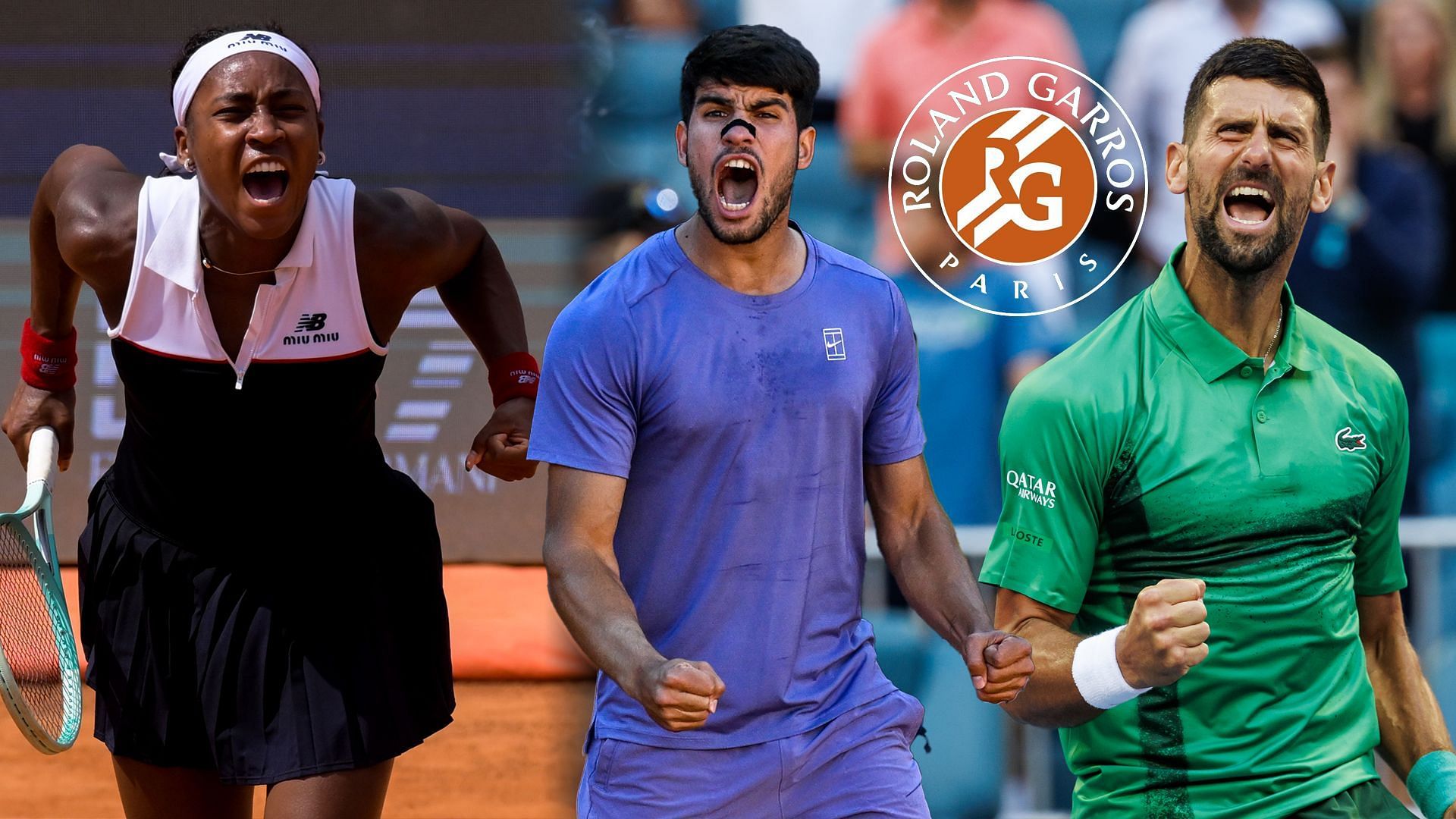 Coco Gauff, Carlos Alcaraz and Novak Djokovic are among the top players participating in the French Open 2025. (Photos: left - getty, right, instagram - @rolandgarros)