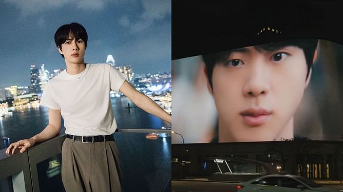 “Did Jin so dirty”- Fans react over BTS idol’s distorted appearance on curved screen at ‘Don’t Say You Love Me’ Shinsegae Square premiere