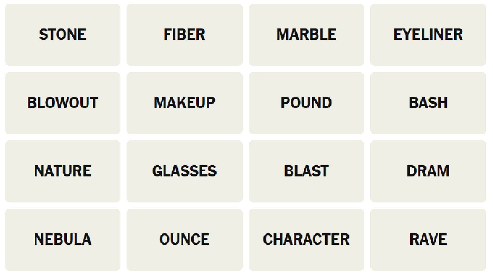 All NYT Connections words for today (Image via The New York Times)