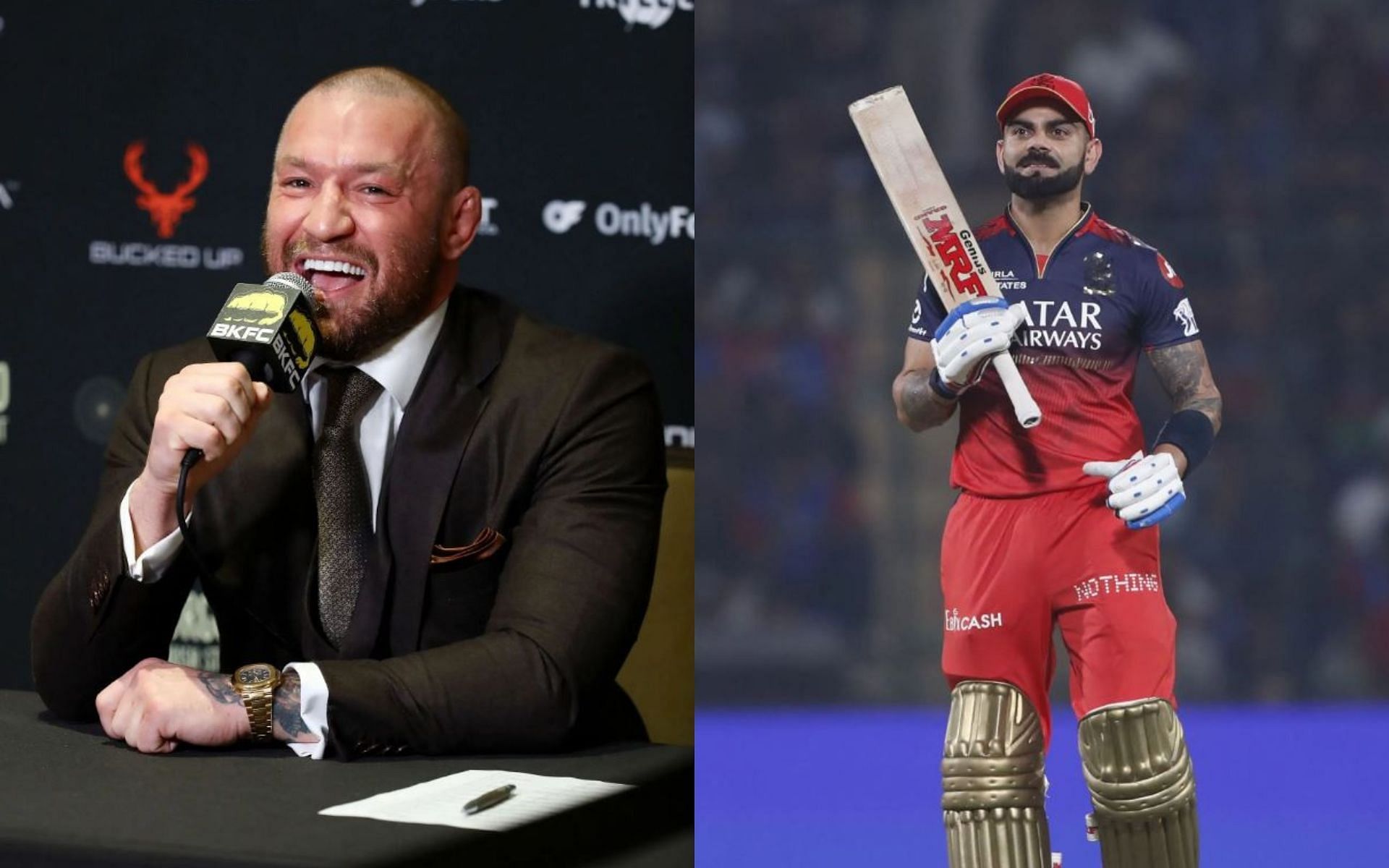 Conor McGregor (left) sends a heartfelt message to Virat Kholi (right) who recently retired from test cricket. [Images courtesy: Getty Images]