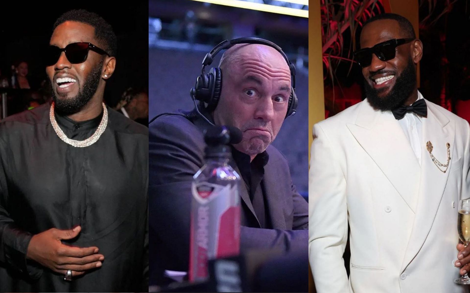 Joe Rogan (middle) talks about the possible involvement of celebrities like LeBron James (right) in the alleged crimes of P Diddy (right). [Images courtesy: Getty Images]