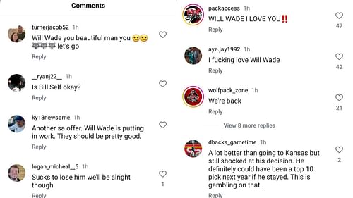 College hoops fans reacted on Instagram to Darrion Williams joining Will Wade's NC State. Source: Instagram/@recruitsnews