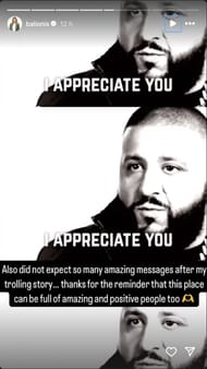 Amanda Balionis shares an appreciation post for the support she received. Image via Instagram @balionis