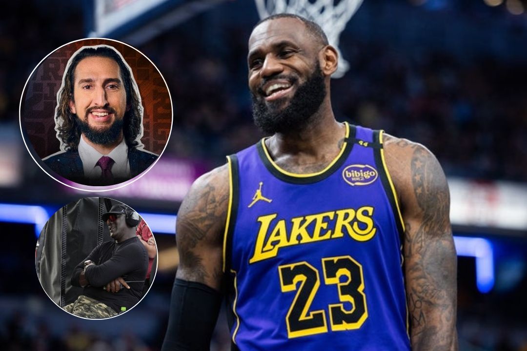LeBron James during an NBA game, Nick Wright via Twitter, Michael Jordan at a NASCAR race 