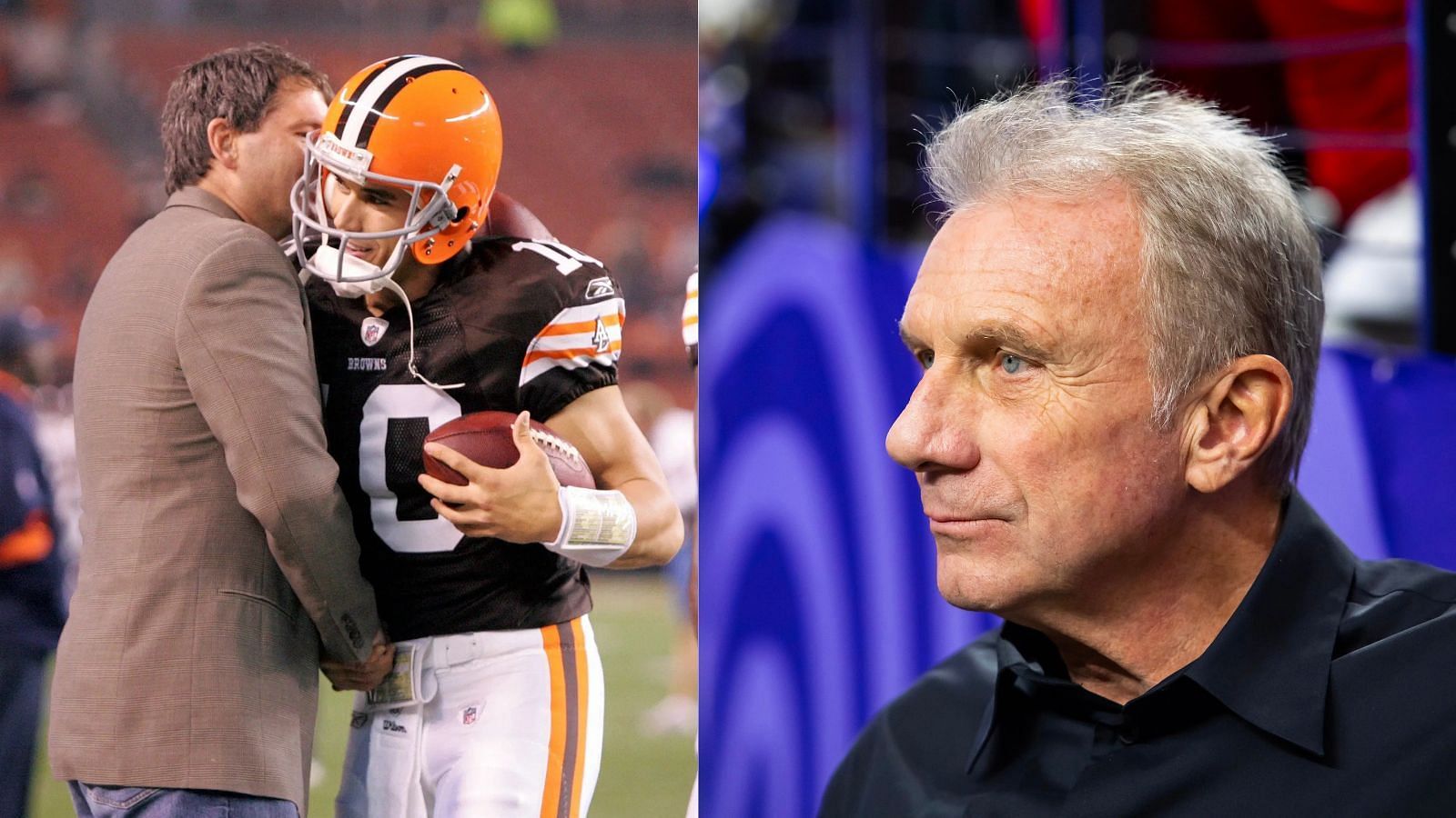 Brady Quinn (shown with Bernie Kosar) and Joe Montana are two of the best Notre Dame QBs of all time. (Photo Credits: IMAGN)