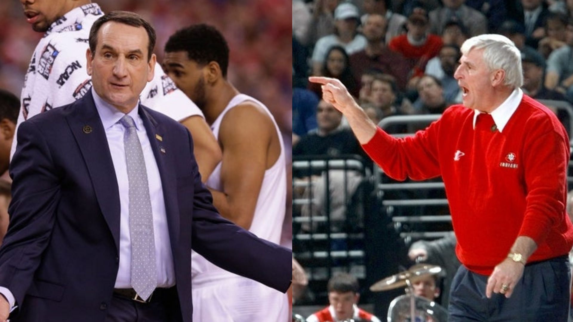 Coaches Mike Krzyzewski and Bob Knight 