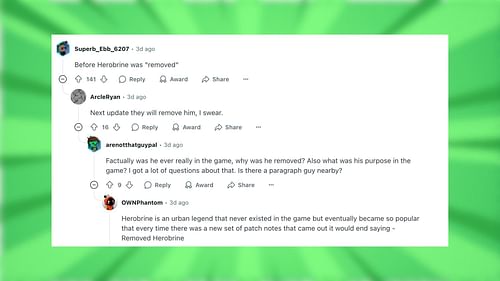Redditors react to the creepy image in Minecraft (Image via Reddit)