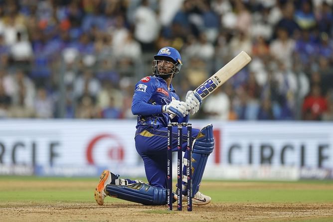 Tilak Varma's poor form continues as he falls to Vijaykumar Vyshak for 1 in PBKS vs MI IPL 2025 match