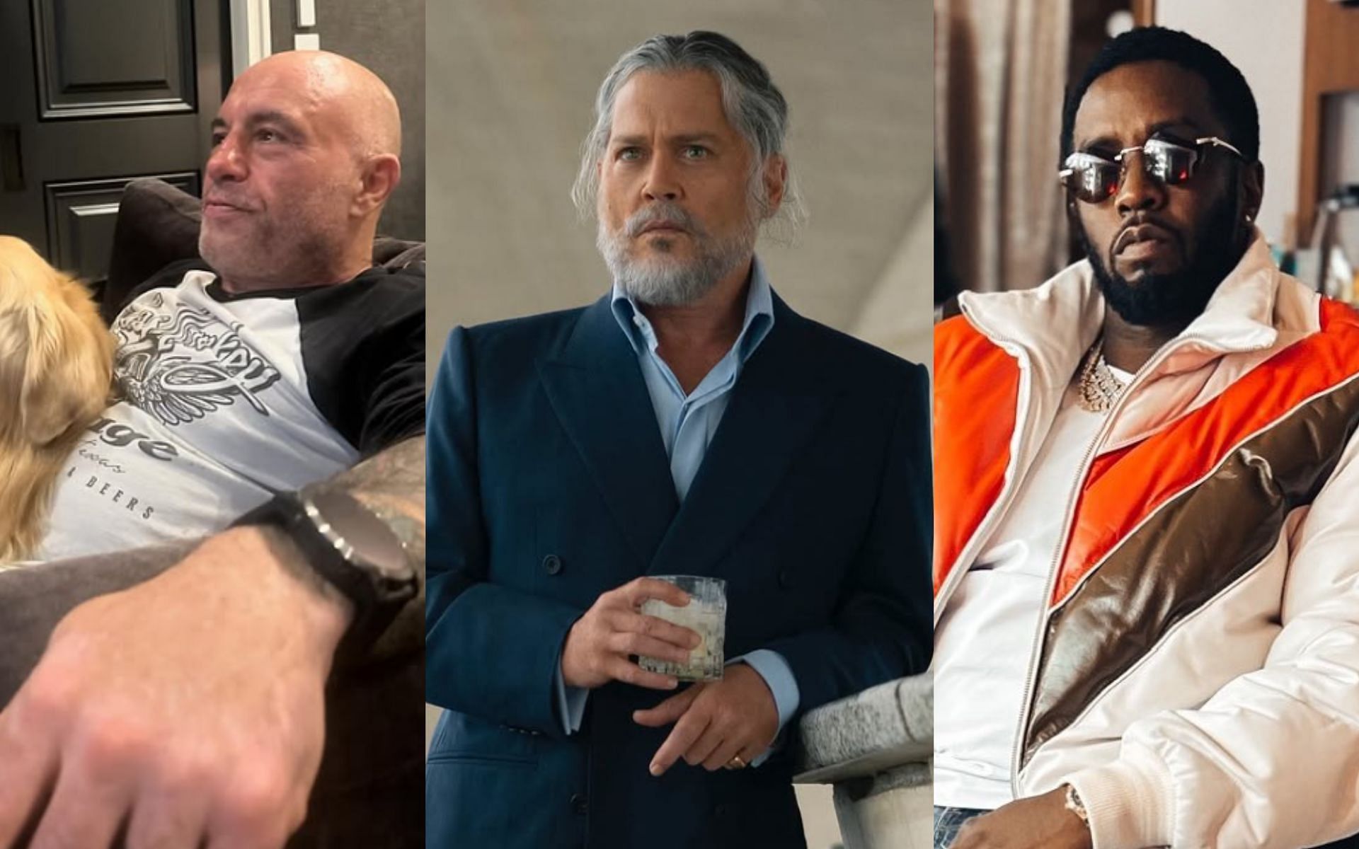 Joe Rogan (left) advocates for Johhny Depp-like (center) coverage of P Diddy