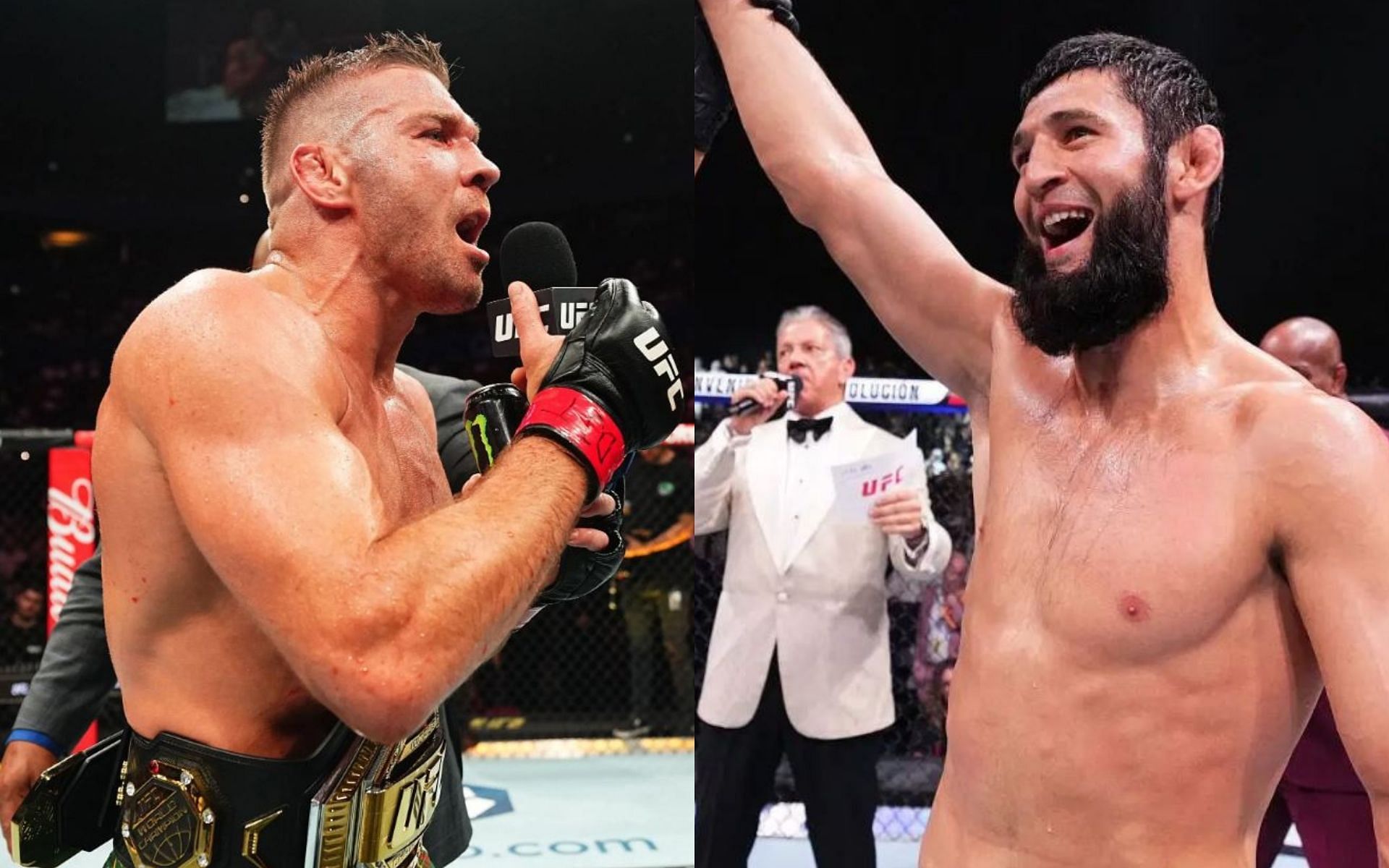 Dricus du Plessis (left) drops major updates on his much-anticipated bout against Khamzat Chimaev (right). [Images courtesy: Getty Images]