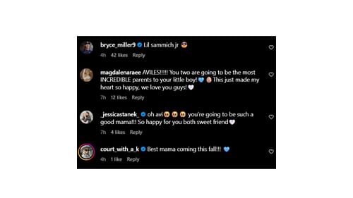 MLB players' wives and girlfriends congratulated the Gilbert couple (avilesjgilbert/Instagram)