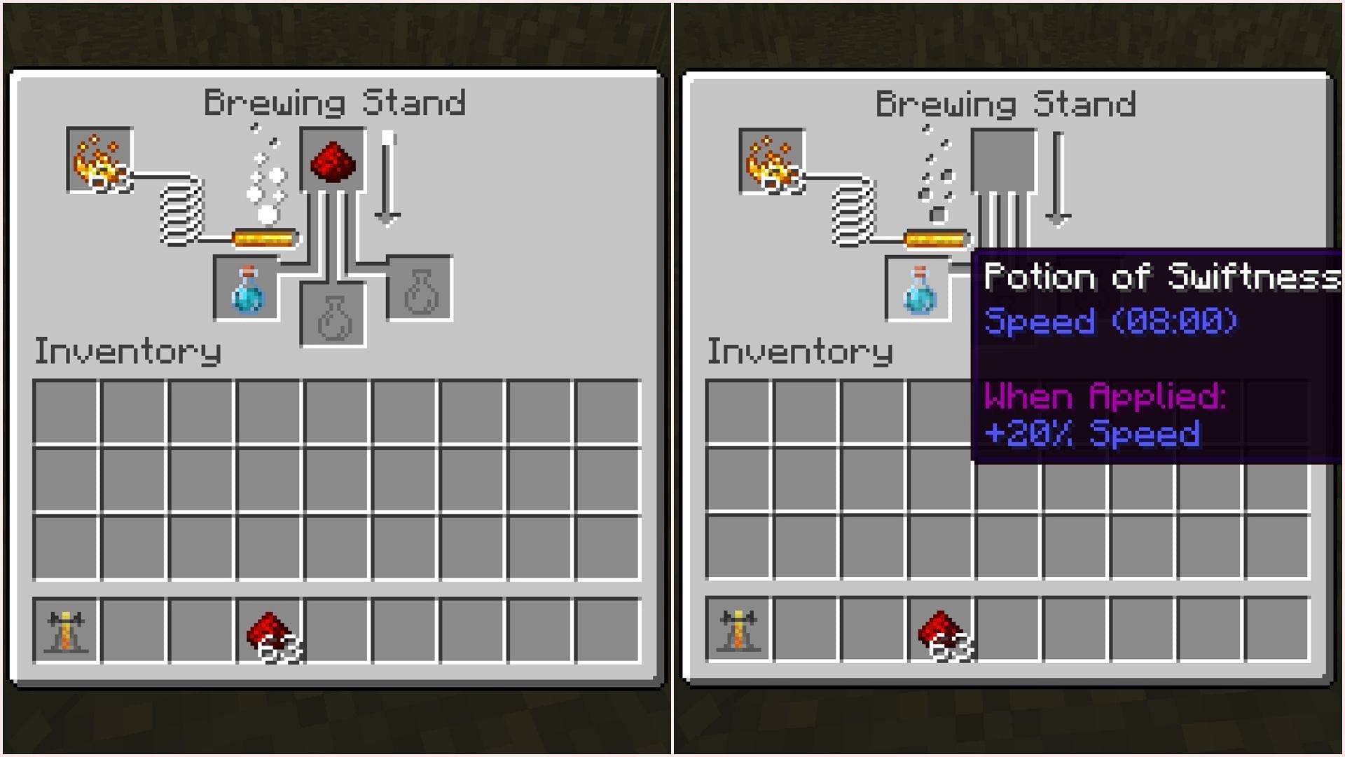 Brew redstone dust with the potion to increase its duration (Image via Sportskeeda Gaming || Mojang Studios)