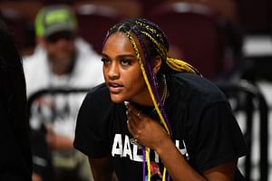 Aaliyah Edwards reacts as teammate Kiki Iriafen makes early case for ROTY honor by tying Caitlin Clark and Angel Reese's record