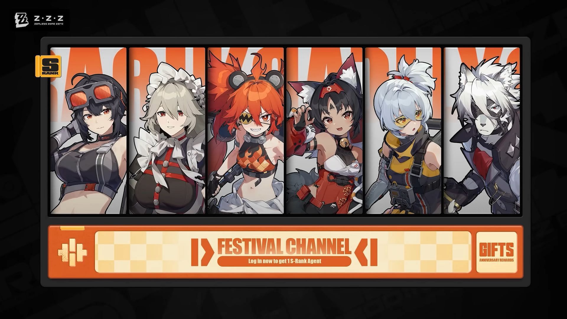 Festive Channel containing standard S-Rank agents from Zenless Zone Zero