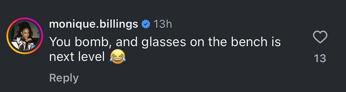 Monique Billings&#039; comment/Instagram