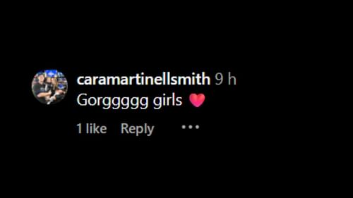 Screenshot of Cara Smith's comment on Chase Bellinger's Instagram post (Image from - Instagram.com/@lilbabycheezus)